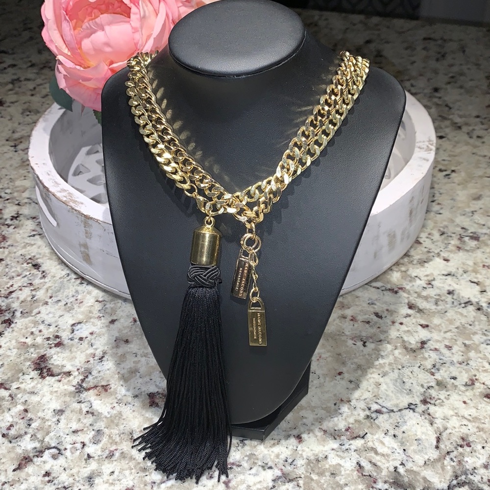 Marc by Marc Jacob 2 set Heavy Gauge Chain Link Logo Tag Set Gold Black Preloved